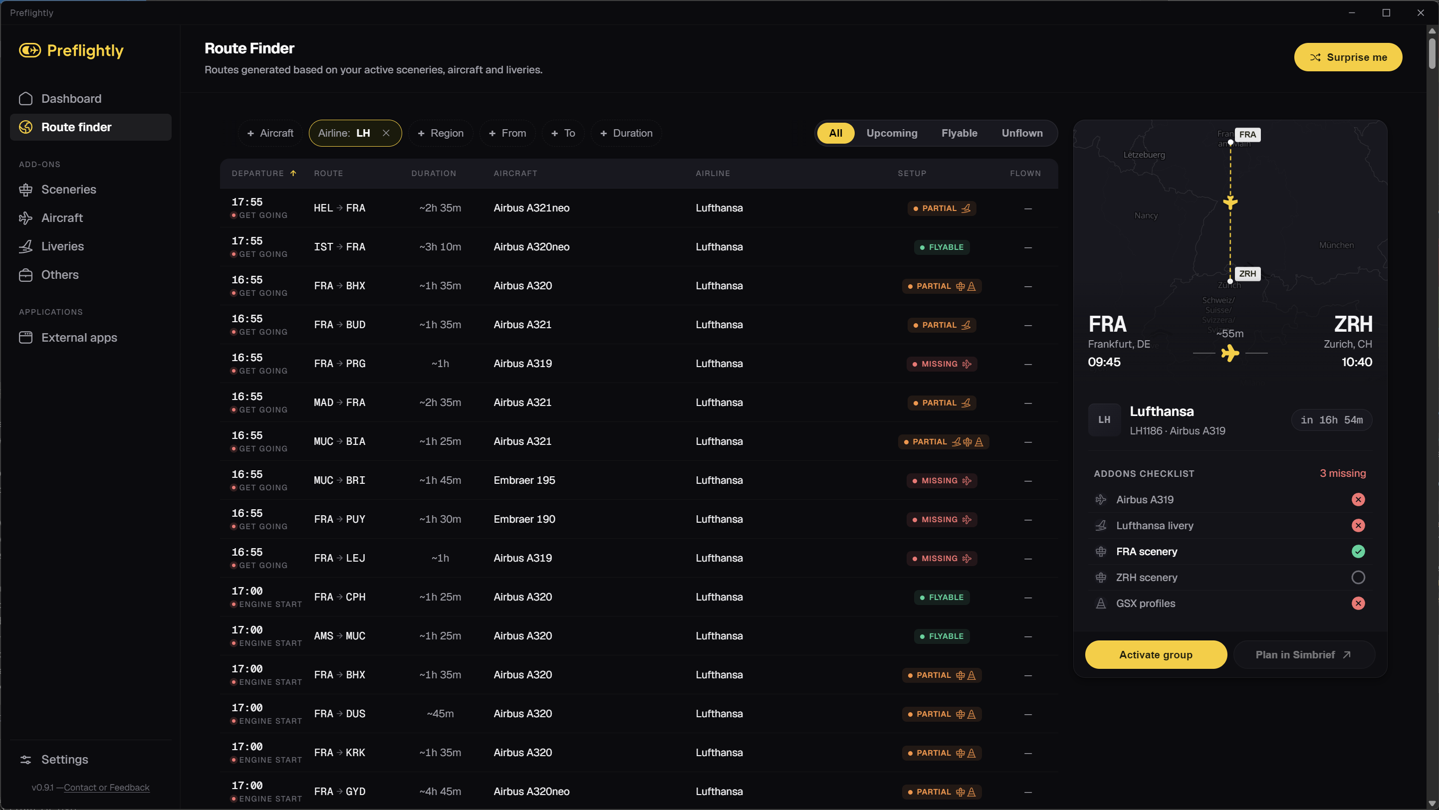 Preflightly — Route Finder with next flight suggestion